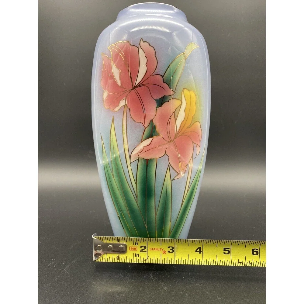 Sigma Taste Setter Large Ceramic Blue Floral‎ Vase Approx 10 inches tall